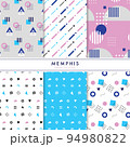 幾何学的な図形のパターンセット　Memphis Pattern Set 94980822