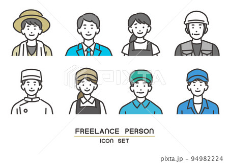 シンプルで使いやすい自営業やフリーランスの顔アイコンのベクターイラスト素材/ビジネス/ビジネスパーソ シンプルで使いやすい自営業やフリーランスの顔アイコンのベクターイラスト素材/ビジネス/ビジネスパーソ 94982224