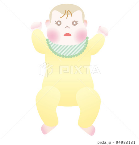 カバーオールを着た横たわる赤ちゃん 94983131