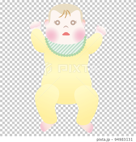 カバーオールを着た横たわる赤ちゃん 94983131