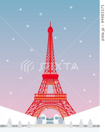 エッフェル塔 tour eiffel パリ paris 雪 夕景 エッフェル塔 tour eiffel パリ paris 雪 夕景 94983375