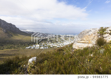 South Africa, Hermanus, View from hiking trail in Fernkloof Nature Reserve South Africa, Hermanus, View from hiking trail in Fernkloof Nature Reserve 94983775