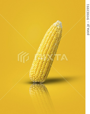 sweet corn laid on a yellow background 94983991