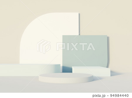 3d render abstract display podium platform for product presentation and advertising. Minimal scene backdrop with clean design. Vacant pedestal for mock up. Empty stage with pastel color for cosmetic. 3d render abstract display podium platform for product presentation and advertising. Minimal scene backdrop with clean design. Vacant pedestal for mock up. Empty stage with pastel color for cosmetic. 94984440