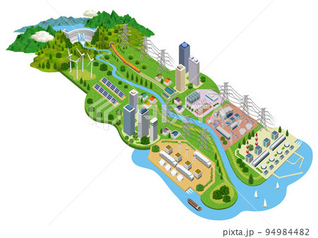 電力と共にある生活と暮らしの街並みイラスト バリエーションあり 電力と共にある生活と暮らしの街並みイラスト バリエーションあり 94984482