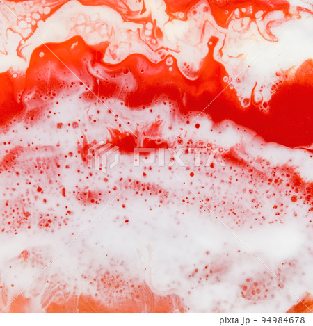 Resin art with bright red and white colors. Epoxy effect 94984678