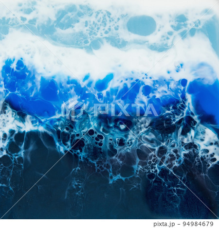 Resin art composition with blue tones. Epoxy background 94984679