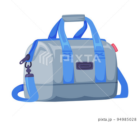 Blue Travel Bag with Handle and Zipper as Packed Luggage for Traveling Vector Illustration 94985028