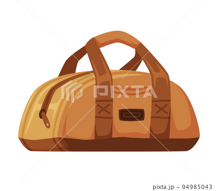 Brown Travel Bag with Handle and Zipper as Packed Luggage for Traveling Vector Illustration Brown Travel Bag with Handle and Zipper as Packed Luggage for Traveling Vector Illustration 94985043