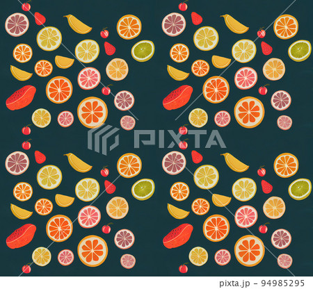 Delicious fruit illustration repeating pattern, creative 94985295