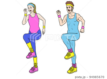 エアロビクスをする男女 94985670