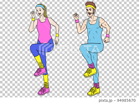 エアロビクスをする男女 94985670