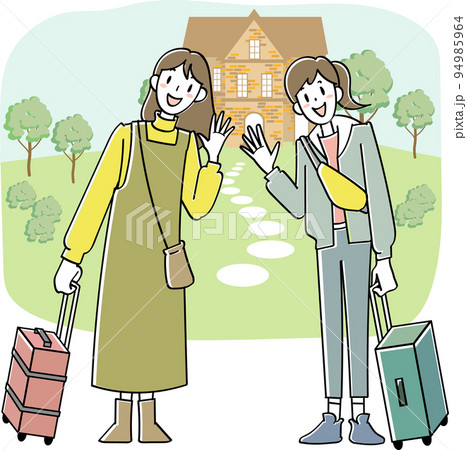観光地を旅する2人の若い女性 観光地を旅する2人の若い女性 94985964