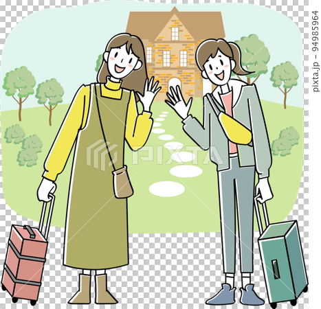 観光地を旅する2人の若い女性 観光地を旅する2人の若い女性 94985964