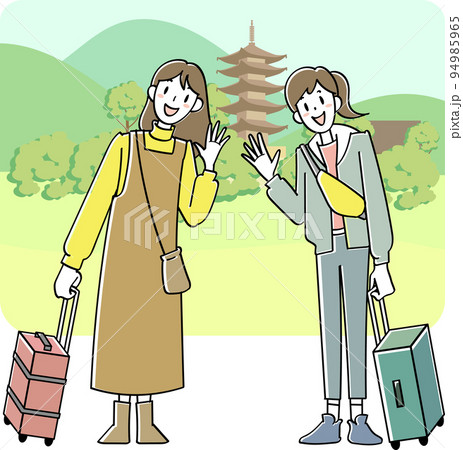 古都を旅する2人の若い女性 古都を旅する2人の若い女性 94985965