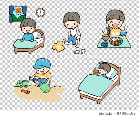 子どもの1日イラストセット 94986169