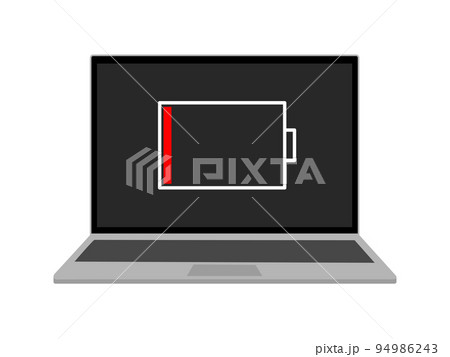 バッテリー残量がほとんどないノートPC 94986243