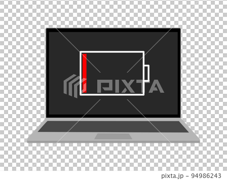 バッテリー残量がほとんどないノートPC 94986243
