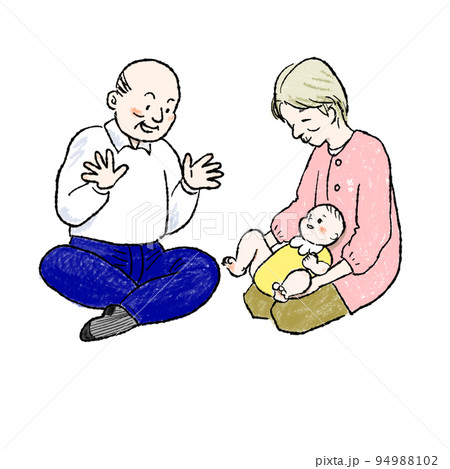 おじいちゃんおばあちゃんと遊ぶ孫のイラスト カラー おじいちゃんおばあちゃんと遊ぶ孫のイラスト カラー 94988102