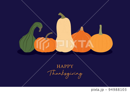 happy thanksgiving greeting card with pumpkin set 94988103