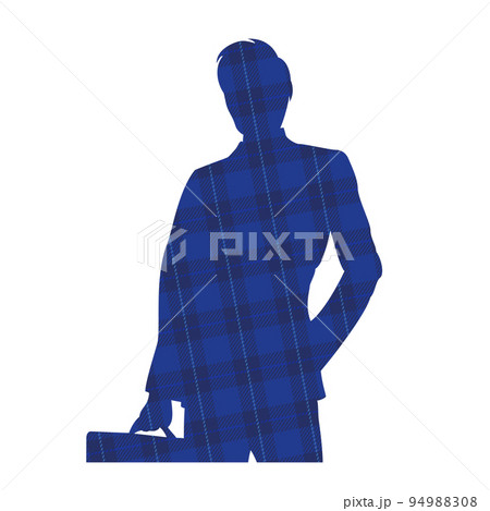 ビジネスマンのシルエットイラスト　チェック柄 94988308