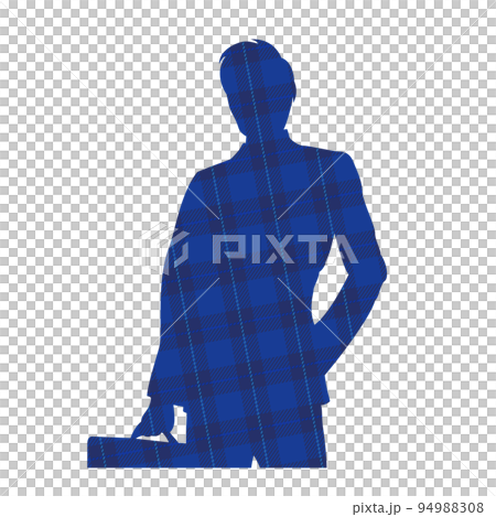 ビジネスマンのシルエットイラスト　チェック柄 94988308