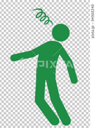 Illustration (pictogram) of a person who is dizzy due to dizziness or lightheadedness 94988340