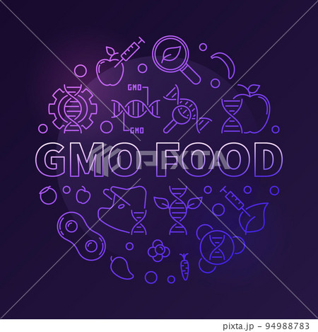 GMO Food vector colored circular modern linear illustration 94988783