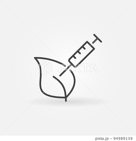 Leaf with Syringe vector concept icon in thin line style Leaf with Syringe vector concept icon in thin line style 94989139