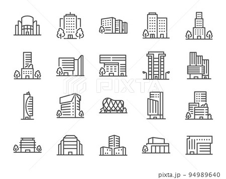 Buildings icon set. Included the icons as home, hotel, medical hospital, city and more. 94989640