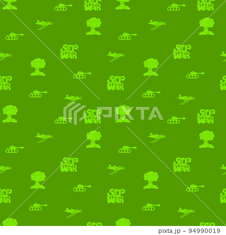 STOP WAR - vector seamless pattern of inscription doodle handwritten on theme of world peace. Anti-war background 94990019