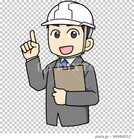 A businessman wearing a helmet to guide 94990032