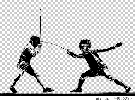 Illustration processed from a fencing photo Illustration processed from a fencing photo 94990259