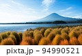 河口湖から見る、秋の朝富士。 94990521