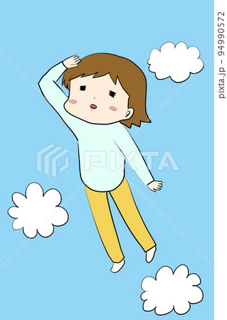空を飛んで何かを探す女性 空を飛んで何かを探す女性 94990572
