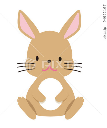 座った可愛い茶色のウサギのイラスト。干支の動物、うさぎ年、卯年