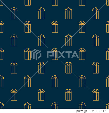 Seamless pattern with contours of gifts. Festive flat style design for packaging and print. Vector 94992317
