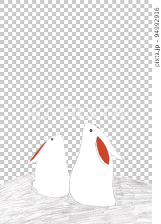 かわいい白うさぎの干支 卯年賀状  イラスト文字なし  2023年 令和5年 94992916