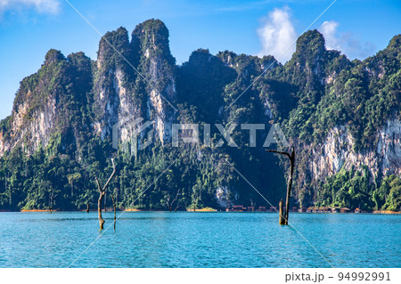 View of Khao Sok national park Cheow Lan Dam lake in Surat Thani, Thailand View of Khao Sok national park Cheow Lan Dam lake in Surat Thani, Thailand 94992991