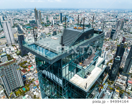 Aerial view of King Power Mahanakhon tower in Sathorn Silom central business district of Bangkok 94994164