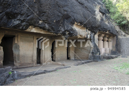 Unfinished Chaitya at the Amba - Ambika group of caves. Consists of one Chaitya, 17 Viharas, 11 water tanks and in total 15 inscriptions, Manmodi Hill at Junnar, near Pune, Maharashtra, India 94994585