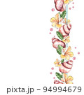 Marine seamless border made of shells. Watercolor illustration. 94994679