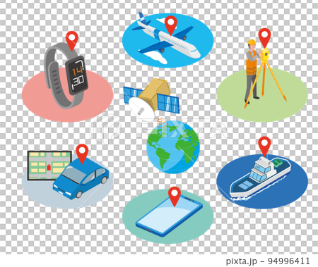 GPSの使用例イラスト GPSの使用例イラスト 94996411