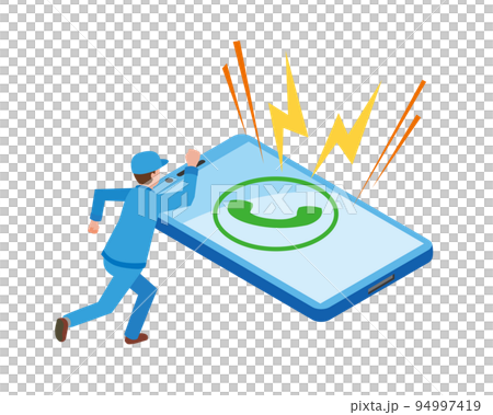 A man responding quickly to a phone call A man responding quickly to a phone call 94997419