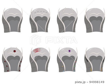 Plate armor game asset, various styles helmets collection vector illustration Plate armor game asset, various styles helmets collection vector illustration 94998149