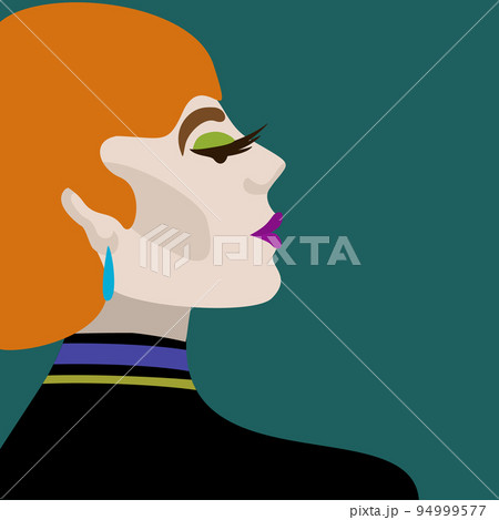 Colorful vector illustration of young redhead woman on bright aquamarine background. Colorful vector illustration of young redhead woman on bright aquamarine background. 94999577
