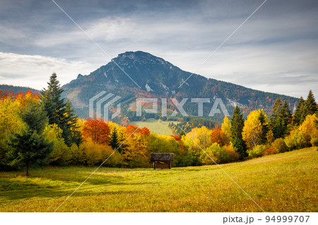 Autumn landscape with The Velky Choc hill in north Slovakia. 94999707