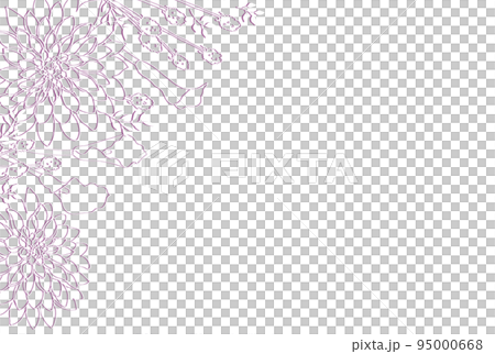 濃い色の背景と秋の花線画フレーム（紫） 95000668
