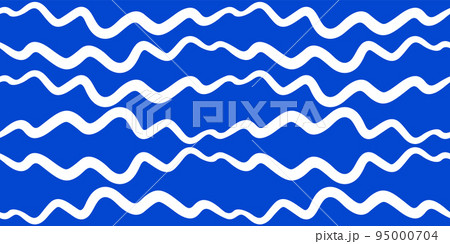 Wavy abstract seamless pattern. White waves on bright blue background. Wavy abstract seamless pattern. White waves on bright blue background. 95000704