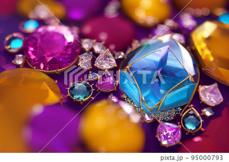 Abstract gemstone jewellery design and a luxurious shopping concept with diamonds and crystals. Abstract gemstone jewellery design and a luxurious shopping concept with diamonds and crystals. 95000793